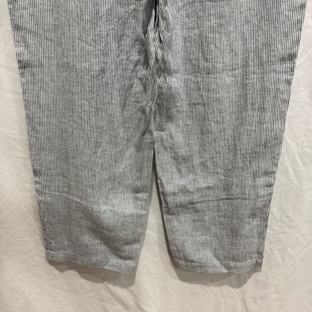Quince Linen Pull On Pants L Pinstripe Linen Lightweight Summer Trouser Vacation - Picture 8 of 14